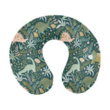 dinosaurs tropical leaves flower pattern U-Shaped Travel Neck Pillow