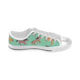 Colorful horses pattern Men's Low Top Canvas Shoes White