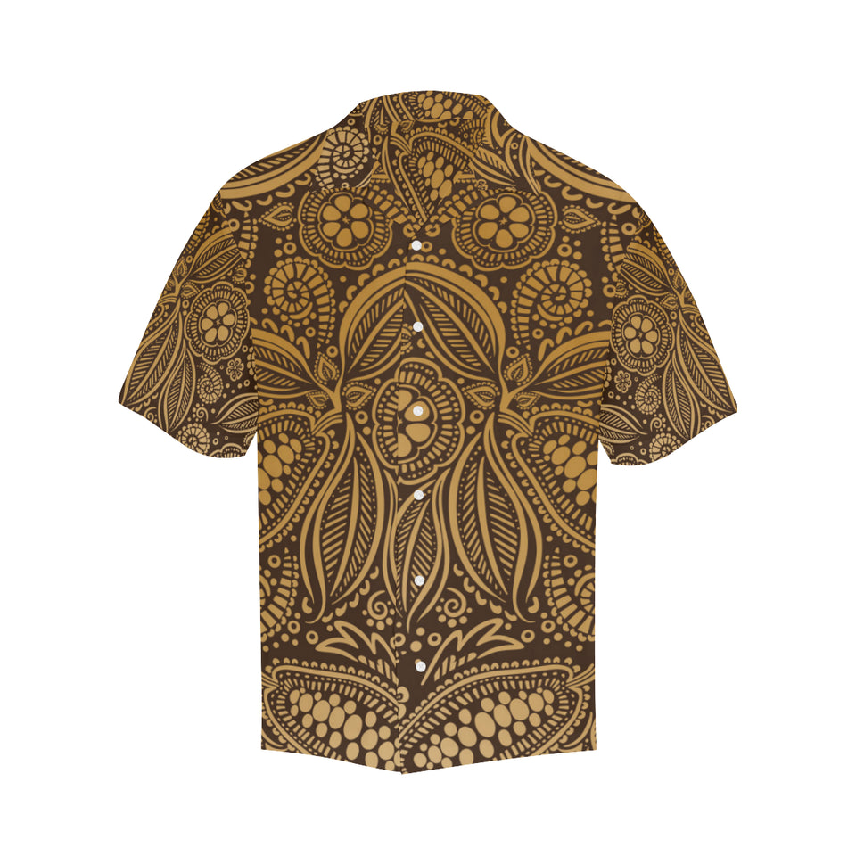 cacao beans tribal polynesian pattern background Men's All Over Print Hawaiian Shirt