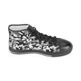 Black white camouflage pattern Men's High Top Canvas Shoes Black