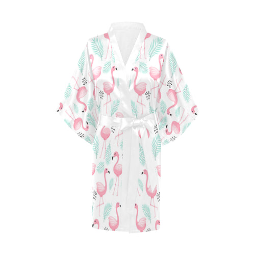 Cute flamingo pattern Women's Short Kimono Robe