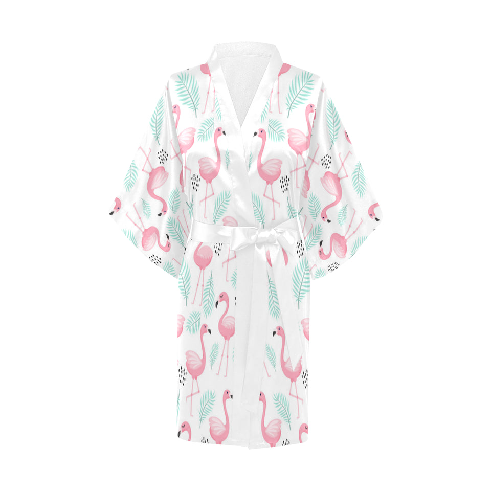 Cute flamingo pattern Women's Short Kimono Robe
