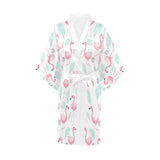 Cute flamingo pattern Women's Short Kimono Robe