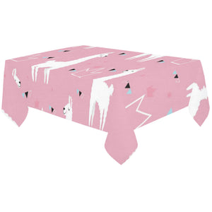 Llama Alpaca pink background Tablecloth