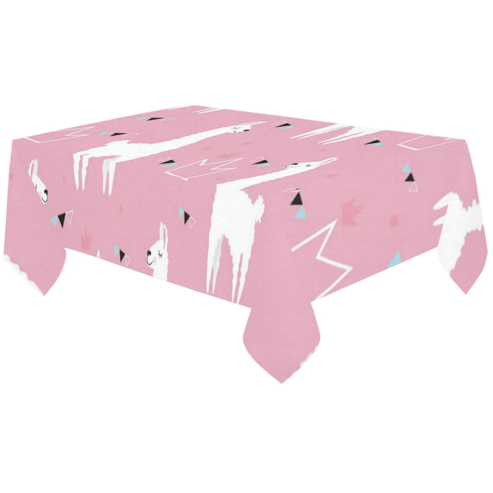 Llama Alpaca pink background Tablecloth