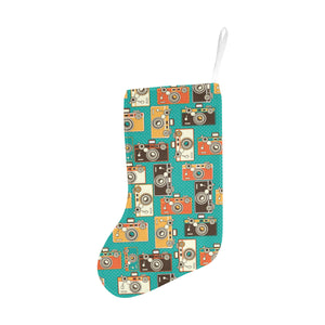 Camera Pattern Print Design 03 Christmas Stocking