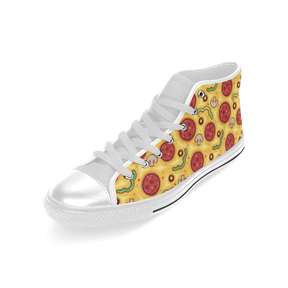 Pizza texture pattern Men's High Top Canvas Shoes White