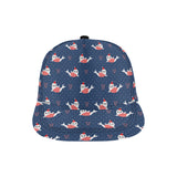 Cute sea lion seal christmas hat candy cane heart All Over Print Snapback Cap