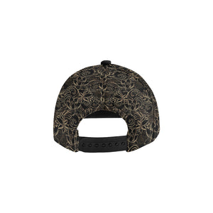 luxurious gold lotus waterlily black background All Over Print Snapback Cap