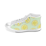 slice of lemon pattern Men's High Top Canvas Shoes White