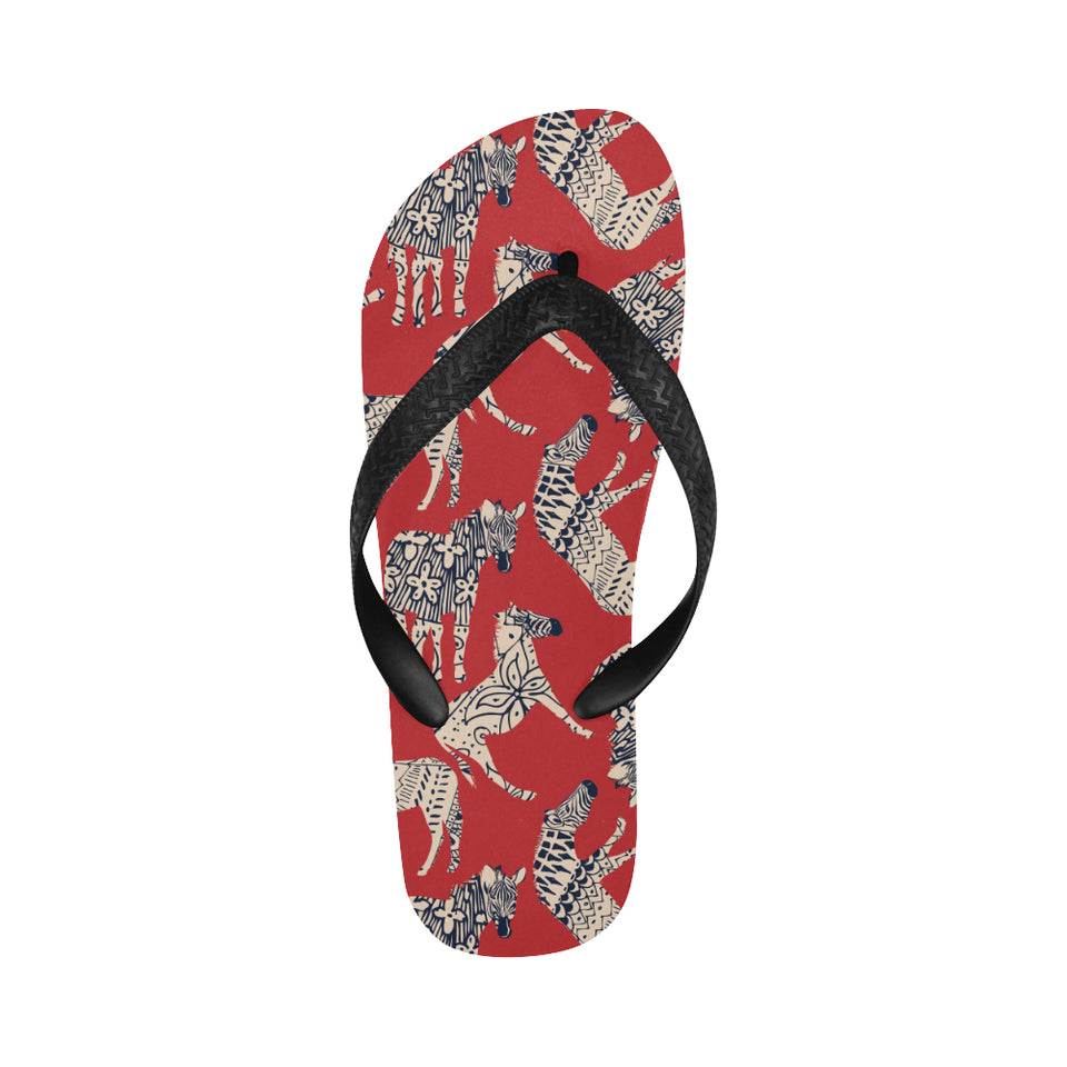 Zebra abstract red background Unisex Flip Flops