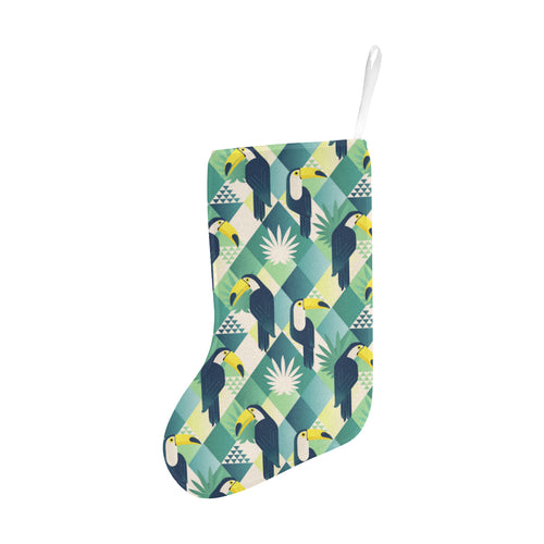 Toucan tropical leaves design pattern Christmas Stocking