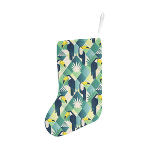 Toucan tropical leaves design pattern Christmas Stocking