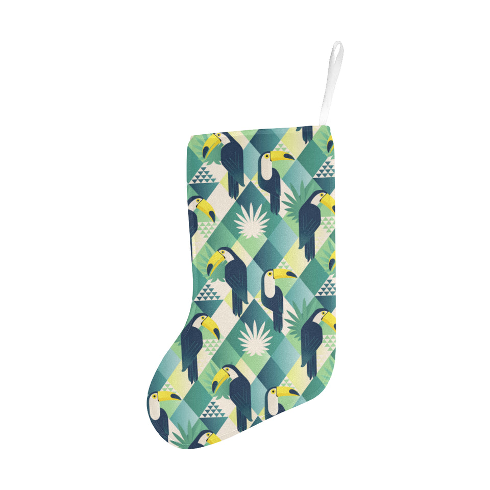 Toucan tropical leaves design pattern Christmas Stocking