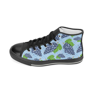 Watercolor grape pattern Women's High Top Canvas Shoes Black