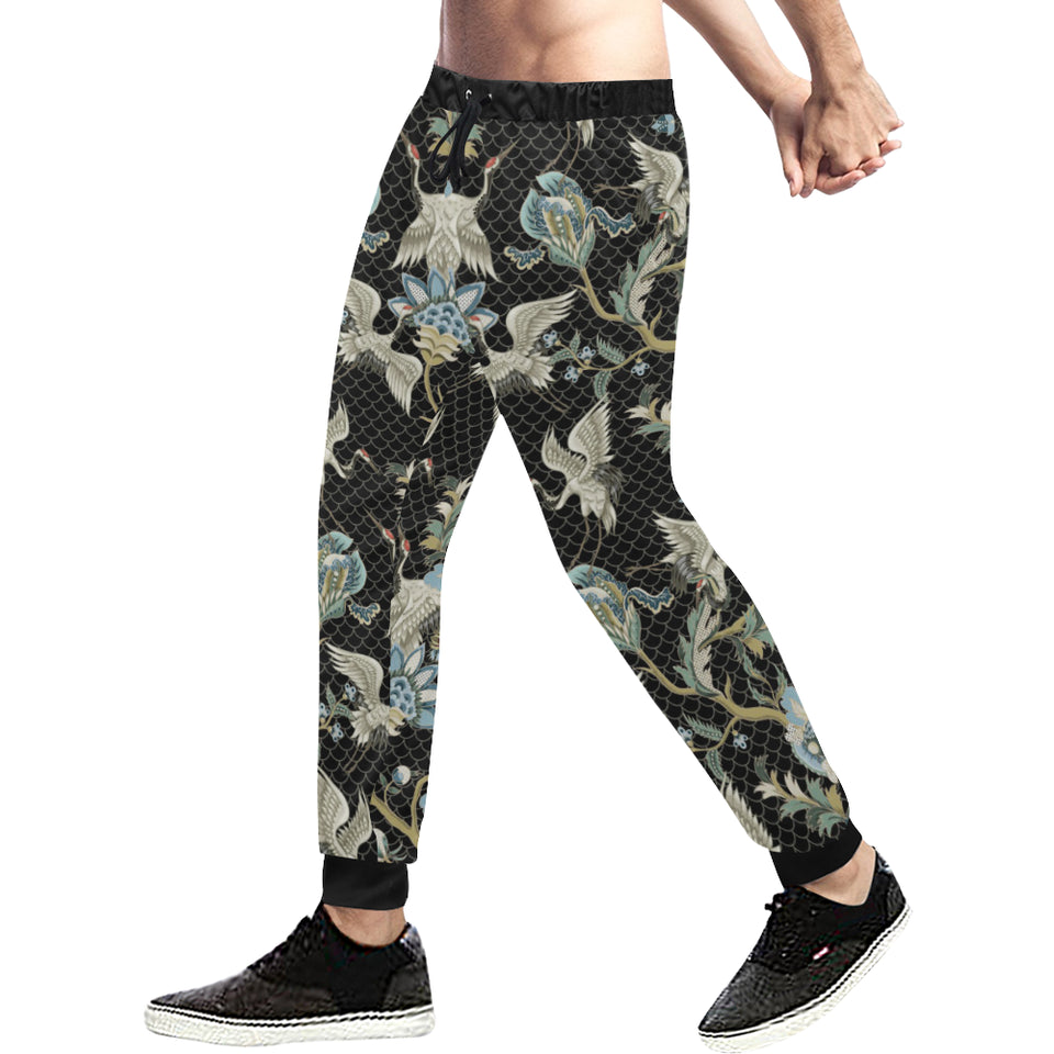 Japanese crane ornament elements Unisex Casual Sweatpants