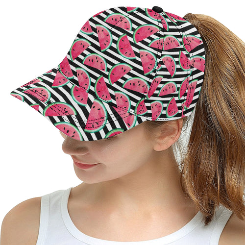 Watercolor paint textured watermelon pieces All Over Print Snapback Cap