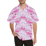 Pink flamingo flower pattern Men's All Over Print Hawaiian Shirt