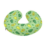 Avocado pattern green background U-Shaped Travel Neck Pillow