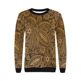 cacao beans tribal polynesian pattern background Women's Crew Neck Sweatshirt