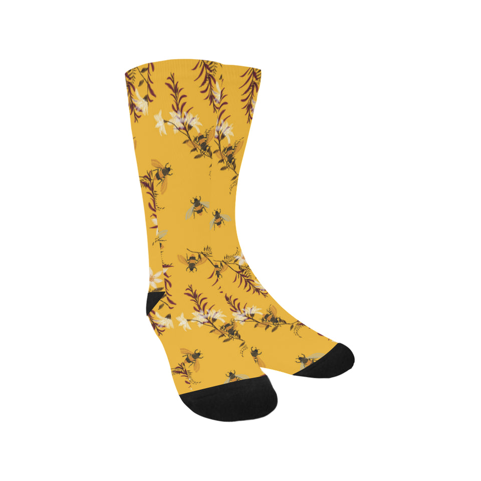 Bee flower pattern Crew Socks