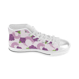 Cute Grape pattern Women's High Top Canvas Shoes White