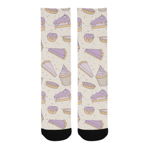 Cakes pies tarts muffins and eclairs purple bluebe Crew Socks