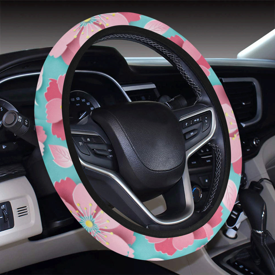 3D sakura cherry blossom pattern Car Steering Wheel Cover