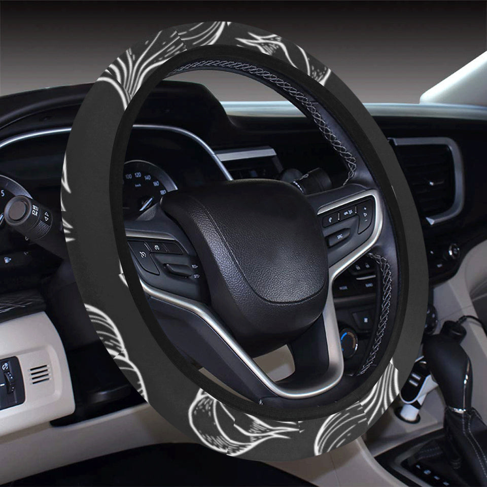 Garlic pattern black background Car Steering Wheel Cover