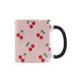 cherry pattern pink background Morphing Mug Heat Changing Mug