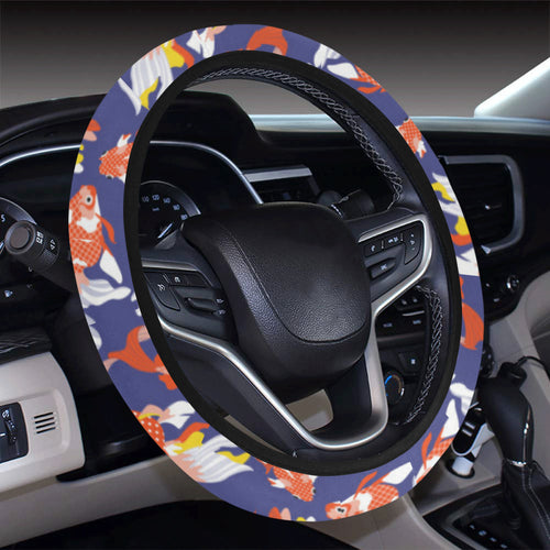 Goldfish Pattern Print Design 04 Car Steering Wheel Cover