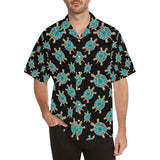 Sea turtle blue stone pattern Men's All Over Print Hawaiian Shirt
