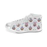 Cute pug hat rabbit costume pattern Women's High Top Canvas Shoes White