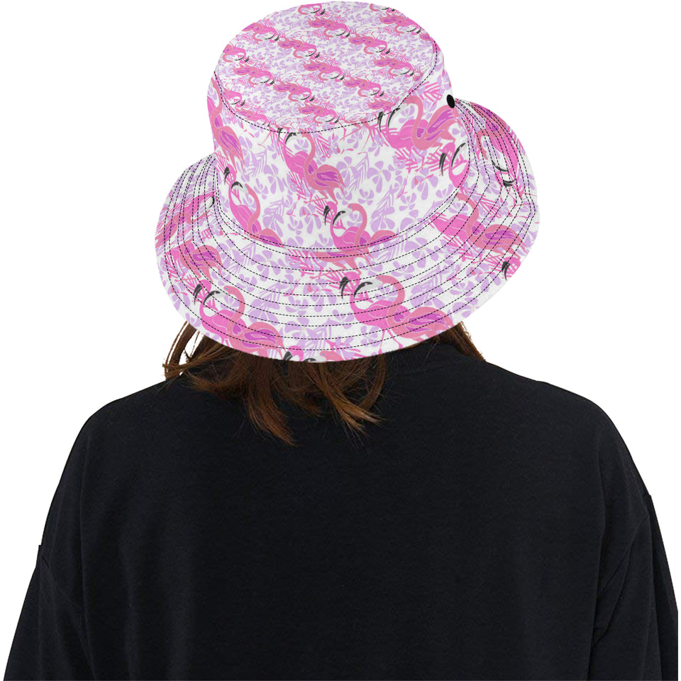 Pink flamingo flower pattern Unisex Bucket Hat