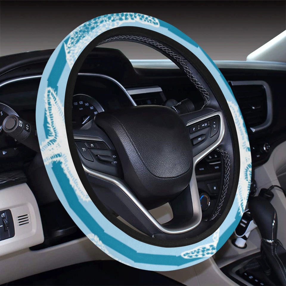 Starfish blue blackground Car Steering Wheel Cover