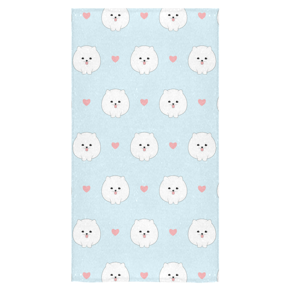White cute pomeranian pattern Bath Towel