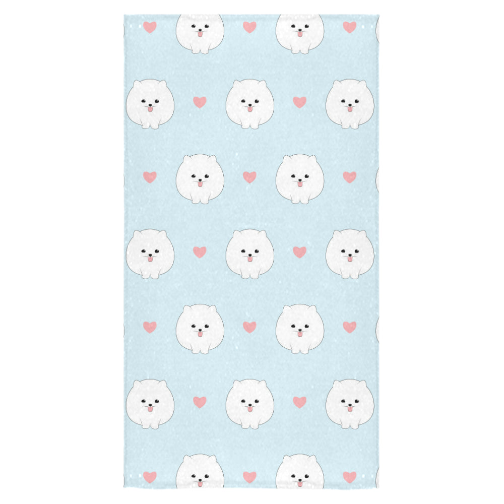 White cute pomeranian pattern Bath Towel