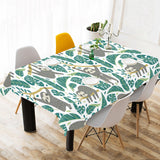 Cute sloths tropical palm leaves white background Tablecloth
