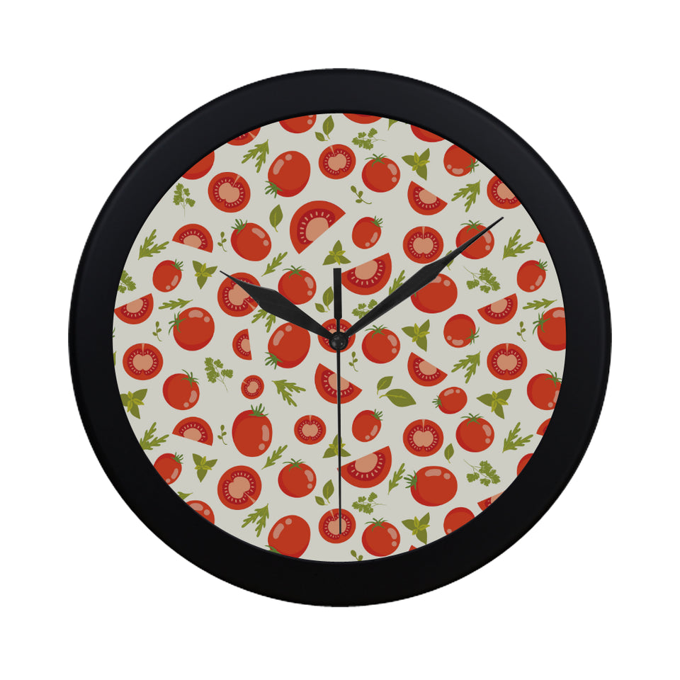 Tomato pattern Elegant Black Wall Clock