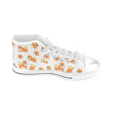 Brown pomeranian pattern Men's High Top Canvas Shoes White