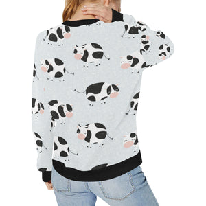 Cute cows pattern Women's Crew Neck Sweatshirt