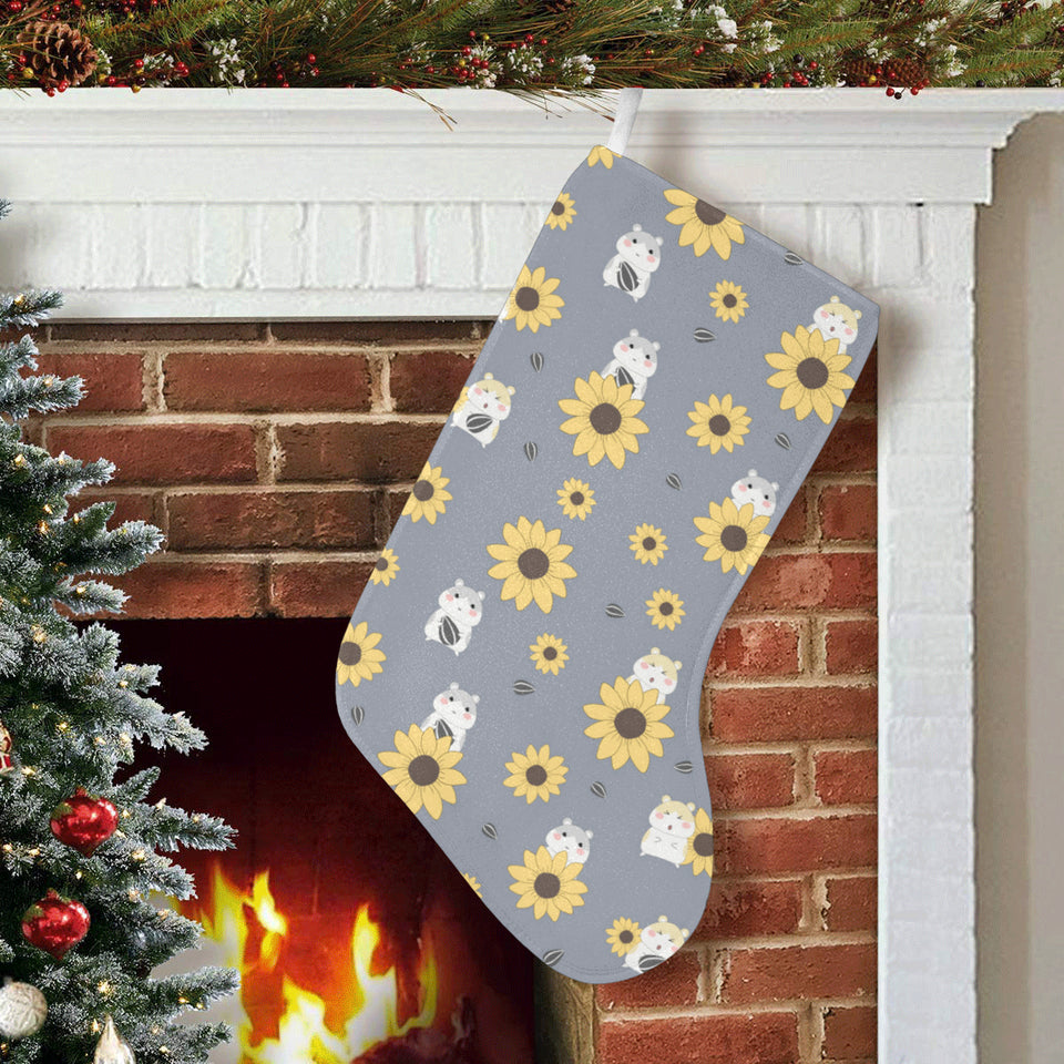 Cute hamster sunflower pattern background Christmas Stocking