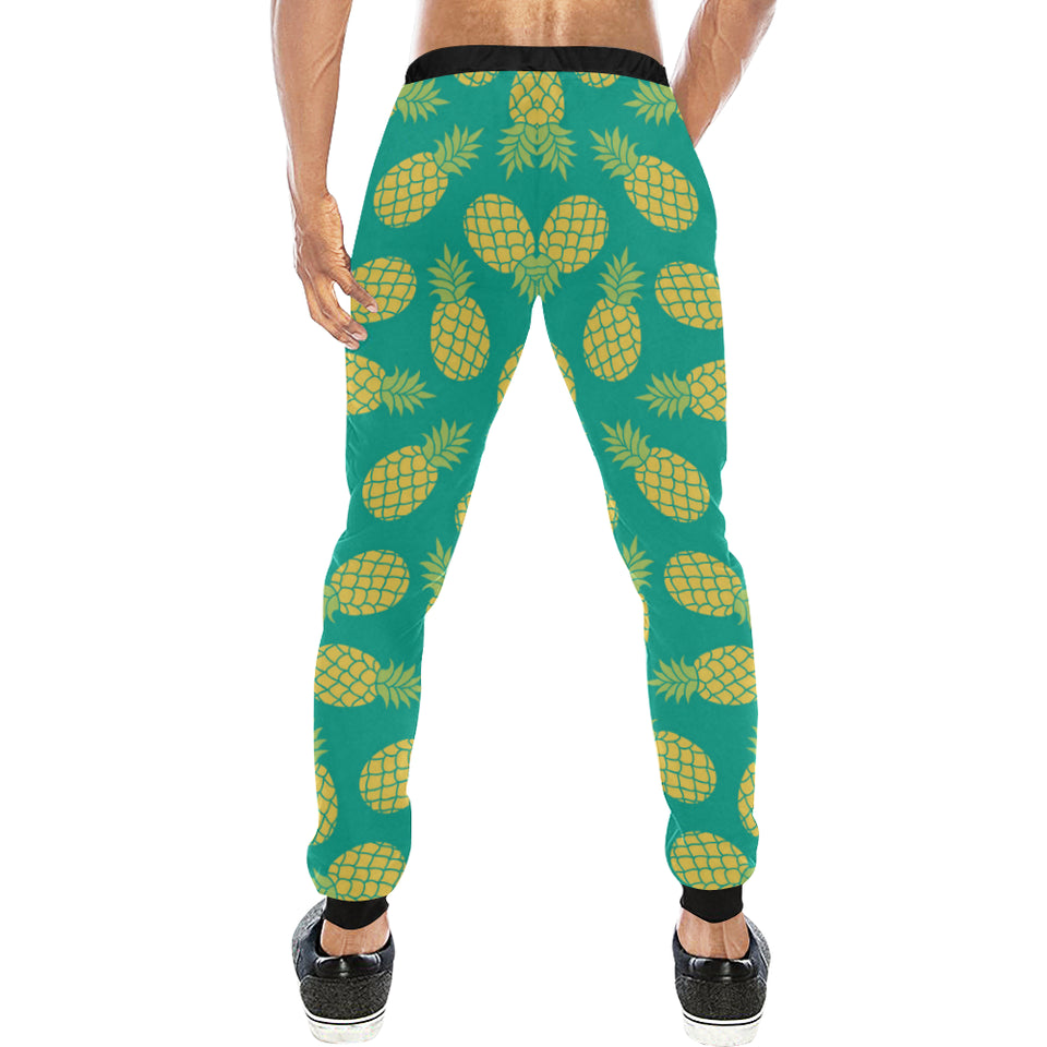 Pineapples pattern green background Unisex Casual Sweatpants