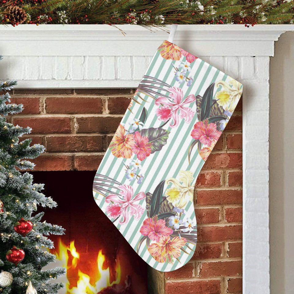 Colorful orchid flower pattern Christmas Stocking