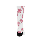 Pink lotus waterlily pattern Crew Socks