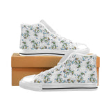 Peacock feather pattern Men's High Top Canvas Shoes White