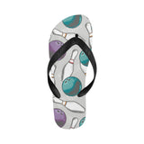 Bowling ball and pin gray background Unisex Flip Flops