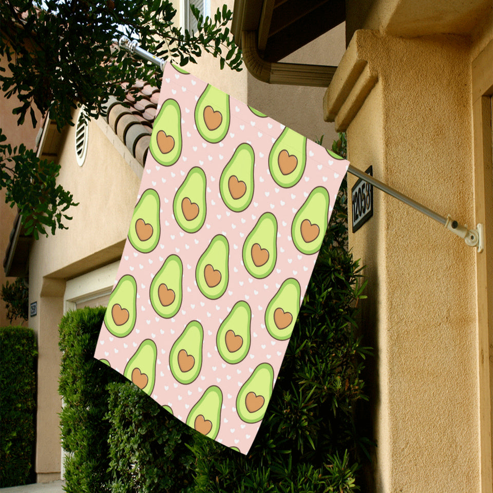 Avocado heart pink background House Flag Garden Flag