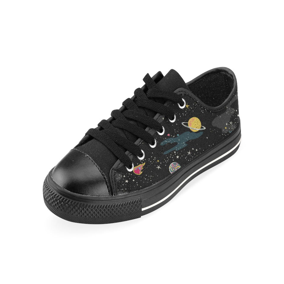 space pattern Men's Low Top Canvas Shoes Black