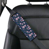 Pink sakura cherry blossom blue background Car Seat Belt Cover